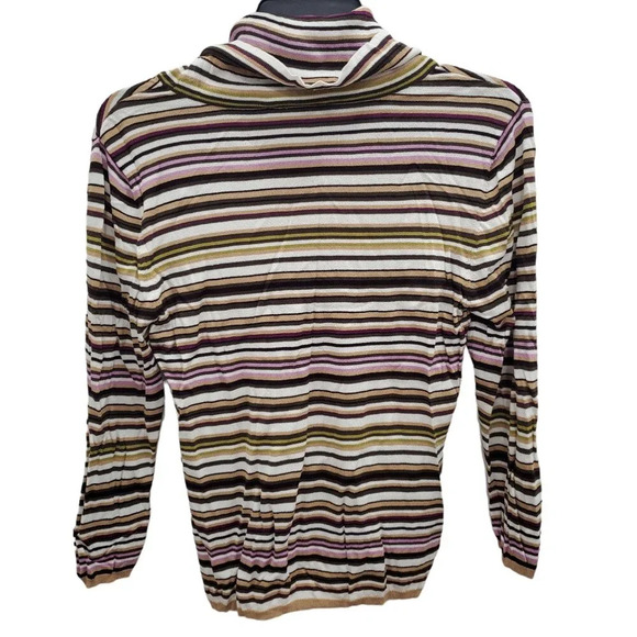 Caslon Women's Retro 70s‎ Stripe Drape Tunnel Neck 3/4 Textured Rayon Knit Top M - Picture 6 of 6